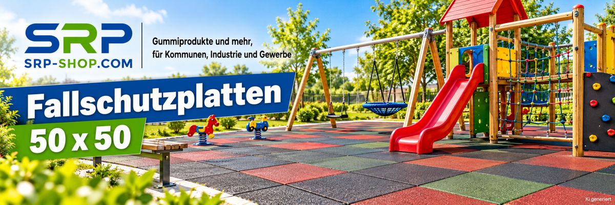 Kinderspielplatz mit rotem Boden, Spielgerät mit schwarzen und gelben Kugeln